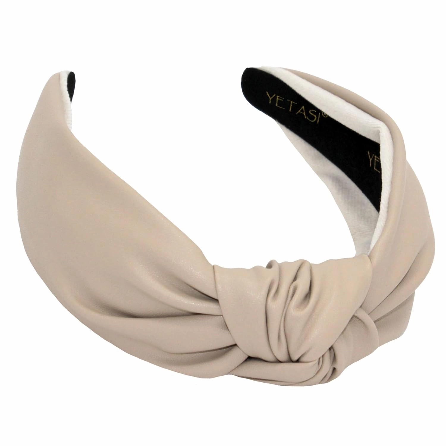 Headbands for Women Leather Cream is Trendy. Beige Knotted Headband for Women is an Adjustable Girls Top Knot Head band Fashion Designer