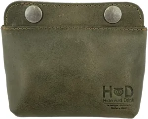 Hide & Drink, Leather Double Snap Pouch, Coin Purse, Cash & Card Holder, Cable Organizer, Makeup, Handmade Includes 101 Year Warranty (Dark Jade)