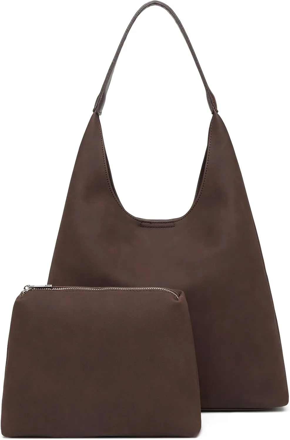 Hobo Bags for Women, Slouchy Handbag Vegan Leather Shoulder Purse 2pcs Work Tote