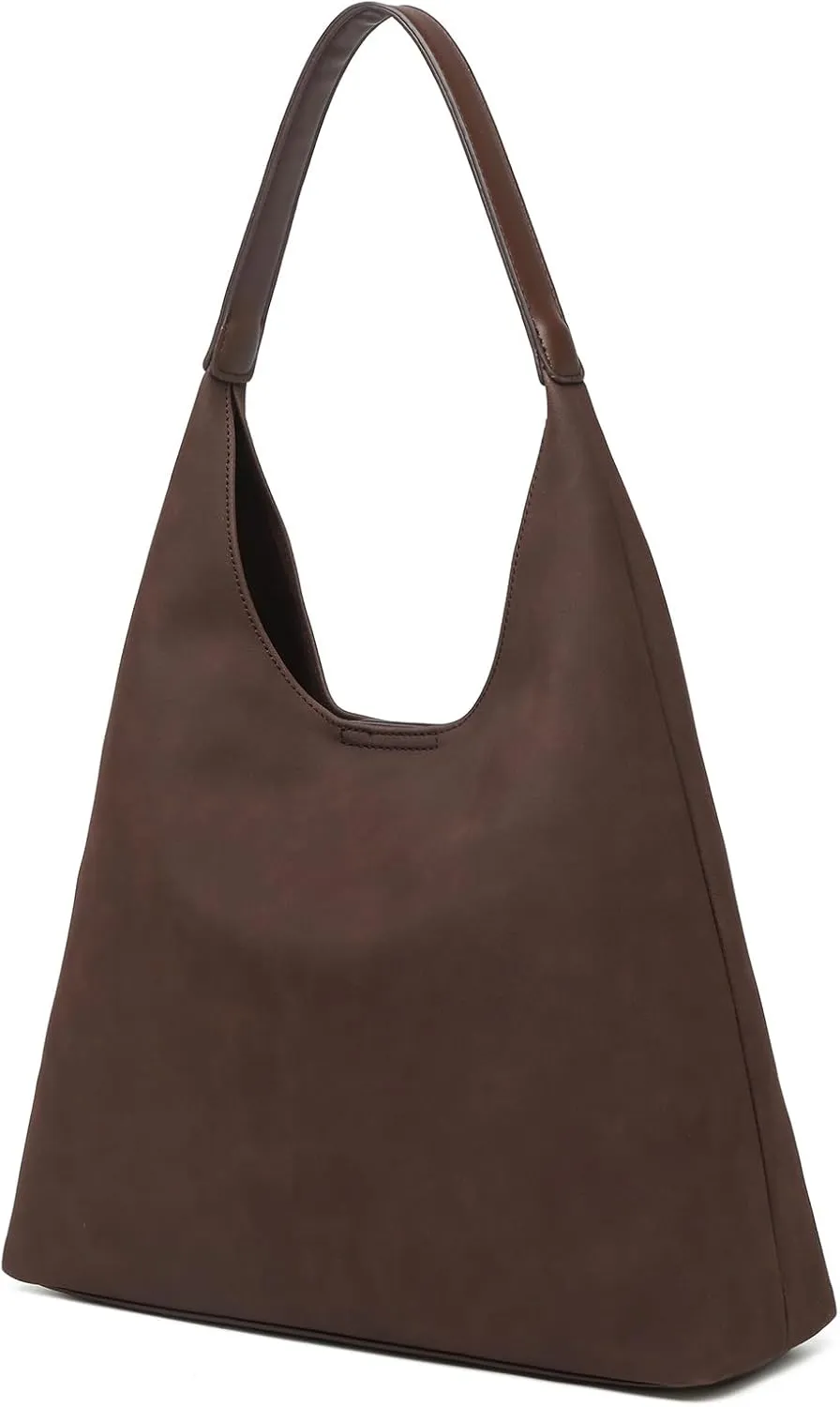 Hobo Bags for Women, Slouchy Handbag Vegan Leather Shoulder Purse 2pcs Work Tote