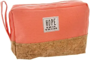 Hope ~ The More We Do Cork & Canvas Zipper Travel Makeup Pouch Bag (Coral)