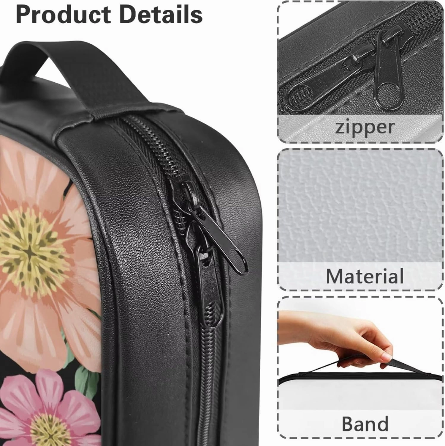 Hummingbird Floral Print Bible Cover PU Leather Bible Case He Will Sustain You Lightweight Book Carrying Case with Handle Dustproof Bible Bag, 11.02 x 8.66 x 2.36 inches