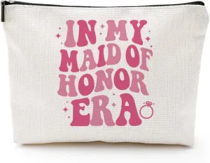 In My Maid of Honor Era Canvas Makeup Bag – Bridesmaid Gift Bag – Bridal Party Accessories for Wedding, Bachelorette, Engagement, Bridal Shower – Gifts for Maid of Honor