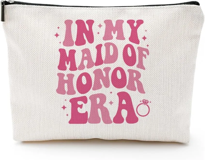 In My Maid of Honor Era Canvas Makeup Bag – Bridesmaid Gift Bag – Bridal Party Accessories for Wedding, Bachelorette, Engagement, Bridal Shower – Gifts for Maid of Honor