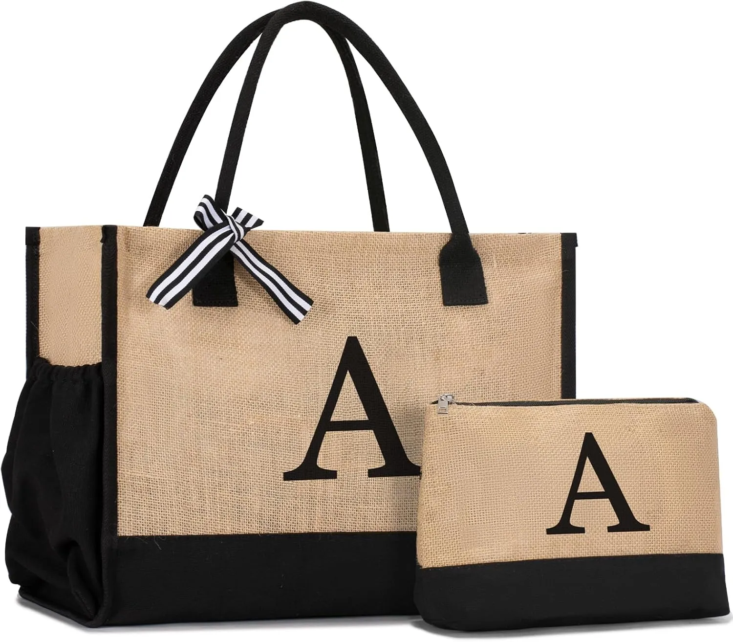 Initial Canvas Tote Bag Birthdays Gift for Women Mom Teacher Friend Bridesmaid,Custom for Wedding Beach Holidays
