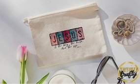 Jesus Is The Way English Canvas Cosmetic Bag