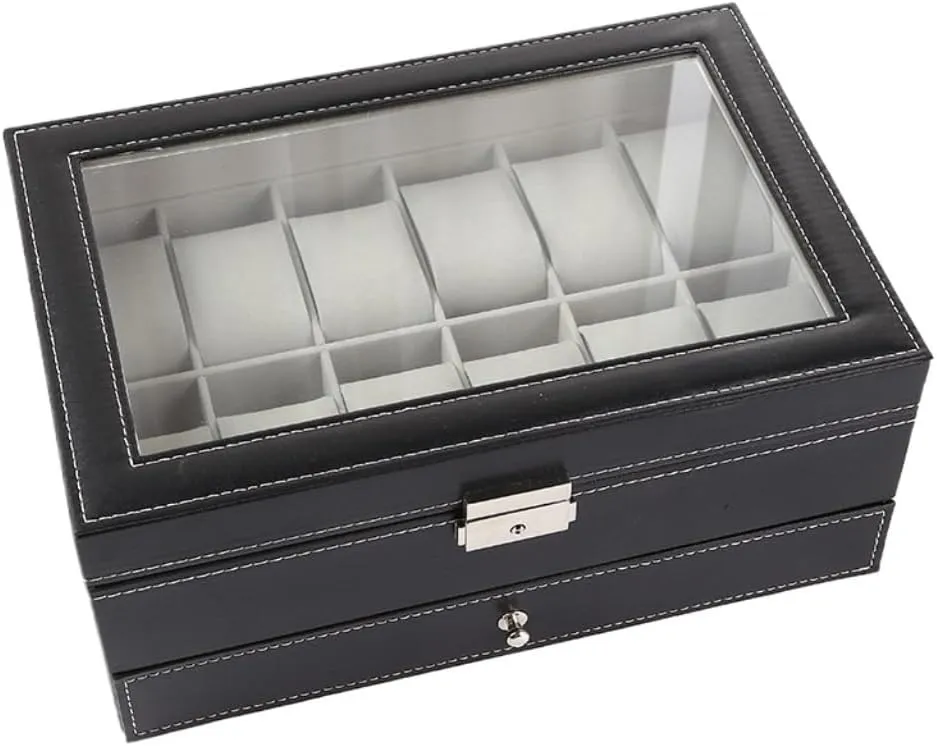 Jewlry Box Double Layer Watch Box Wooden Leather Transparent Window Jewelry Storage Box Business Jewelry Packaging Box Jewery Box