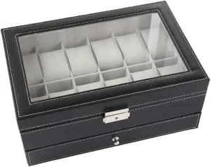 Jewlry Box Double Layer Watch Box Wooden Leather Transparent Window Jewelry Storage Box Business Jewelry Packaging Box Jewery Box