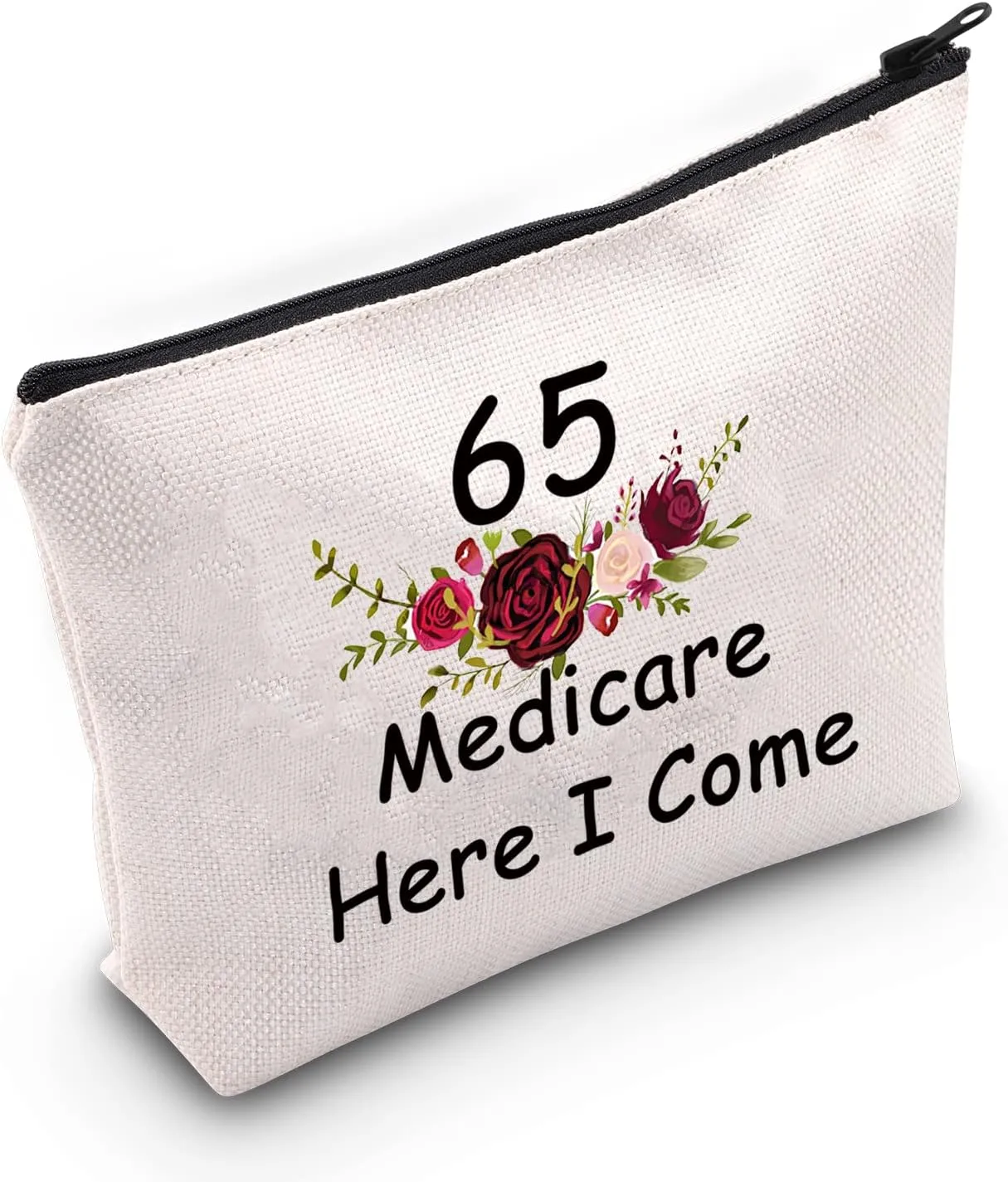 JNIAP 65th Birthday Cosmetic Bag Funny 65 Years Old Birthday Gifts For Women Makeup Zipper Pouch Turning 65 Birthday Party Gift Travel Toiletry Bag Retirement Gift For Mom Friend Coworker