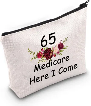 JNIAP 65th Birthday Cosmetic Bag Funny 65 Years Old Birthday Gifts For Women Makeup Zipper Pouch Turning 65 Birthday Party Gift Travel Toiletry Bag Retirement Gift For Mom Friend Coworker