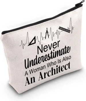 JNIAP Architecture Cosmetic Bag Architect Gift Never Underestimate A Woman Who Is An Architect Makeup Bag Architect Gift(An Architect Bag)