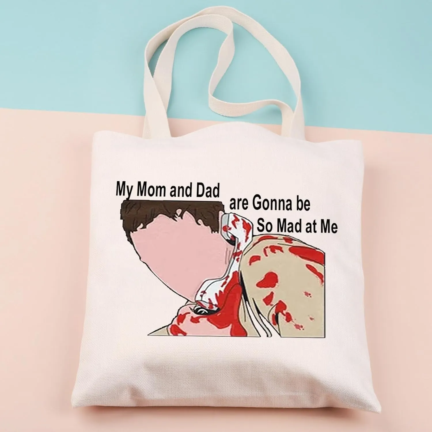 JNIAP Horror Movie Gift Stu Macher Cosmetic Bag Scary Movie Lover Fan Makeup Zipper Pouch My Mom And Dad Are Gonna Be So Mad At Me Travel Bag (my mom and dad tote)