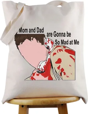 JNIAP Horror Movie Gift Stu Macher Cosmetic Bag Scary Movie Lover Fan Makeup Zipper Pouch My Mom And Dad Are Gonna Be So Mad At Me Travel Bag (my mom and dad tote)