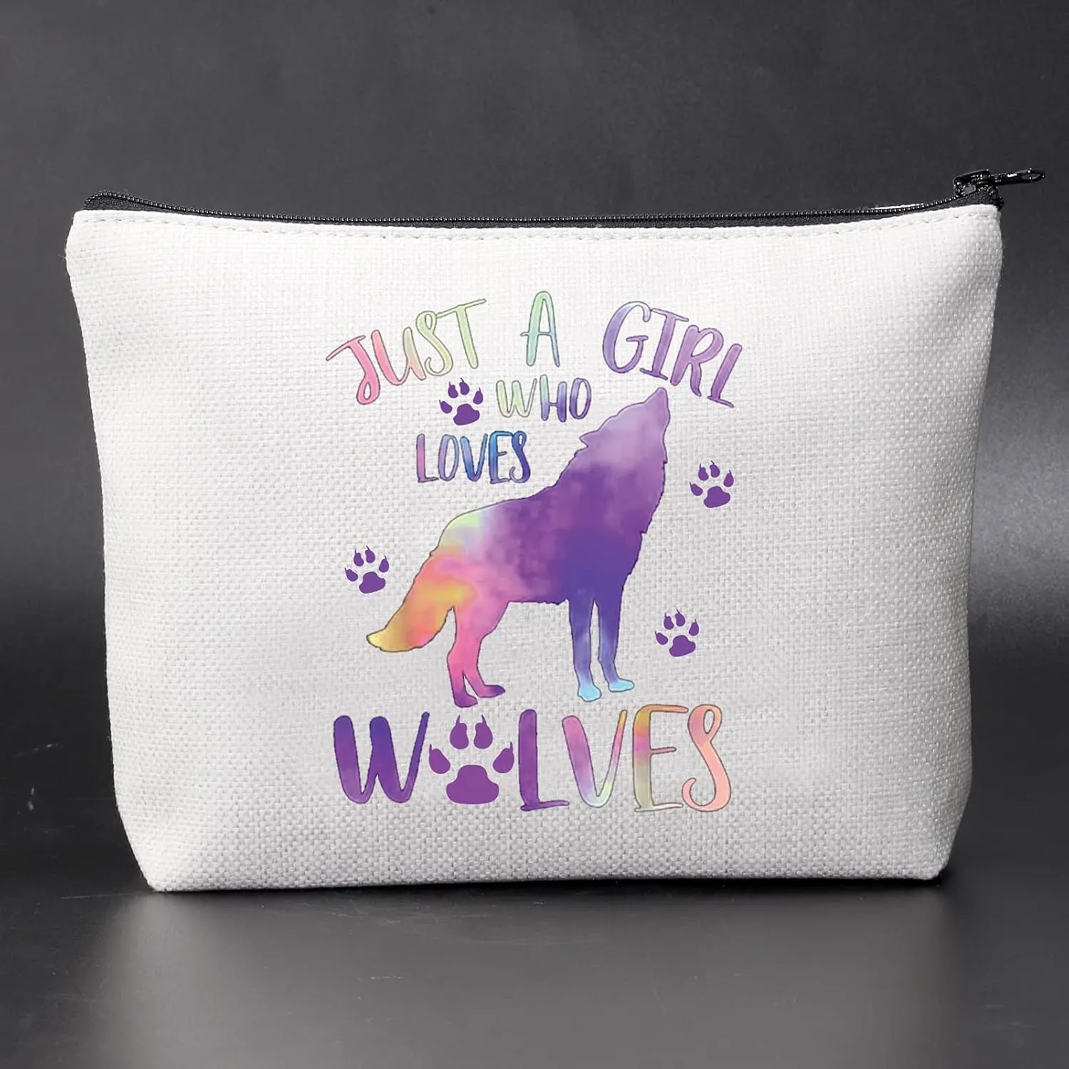 JNIAP Howling Wolf Gift Wolf Lover Gift Loves Wolves Makeup Bag Cosmetic Zipper Pouch Travel Toiletry Bag (wolf bag)