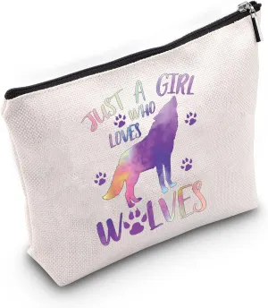 JNIAP Howling Wolf Gift Wolf Lover Gift Loves Wolves Makeup Bag Cosmetic Zipper Pouch Travel Toiletry Bag (wolf bag)