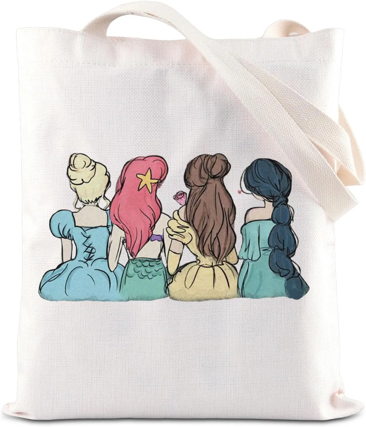 JNIAP Princess Squad Fairytale Cosmetic Bag - Mermaid Movie Lover Makeup Pouch - Belle Princess Gift (Princess Tote)