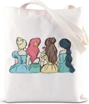 JNIAP Princess Squad Fairytale Cosmetic Bag - Mermaid Movie Lover Makeup Pouch - Belle Princess Gift (Princess Tote)
