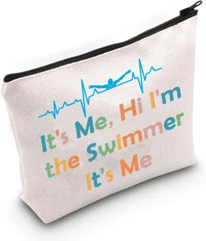 JNIAP Swimming Cosmetic Bag It's Me Hi I'm The Swimmer Gift Swim Team Makeup Pouch Swimming Lover Gift Travel Zipper Pouch