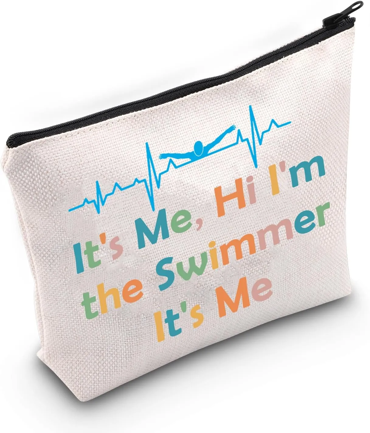 JNIAP Swimming Cosmetic Bag It's Me Hi I'm The Swimmer Gift Swim Team Makeup Pouch Swimming Lover Gift Travel Zipper Pouch
