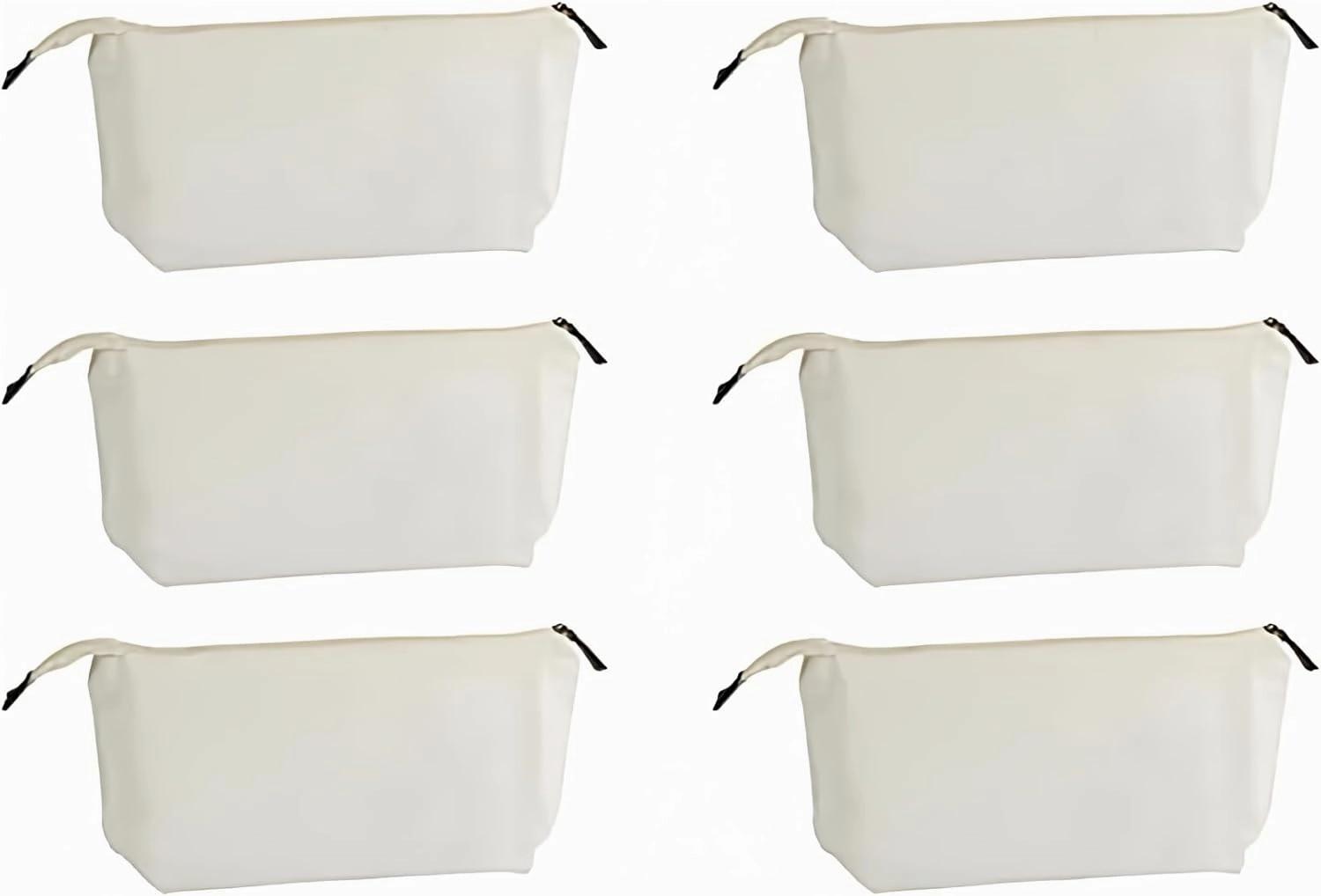 Juvale 6 Pack Canvas Makeup Bags with Zipper - 11.75 x 5.5 In White Cotton Canvas Makeup Bag Set for Toiletries and DIY Crafts