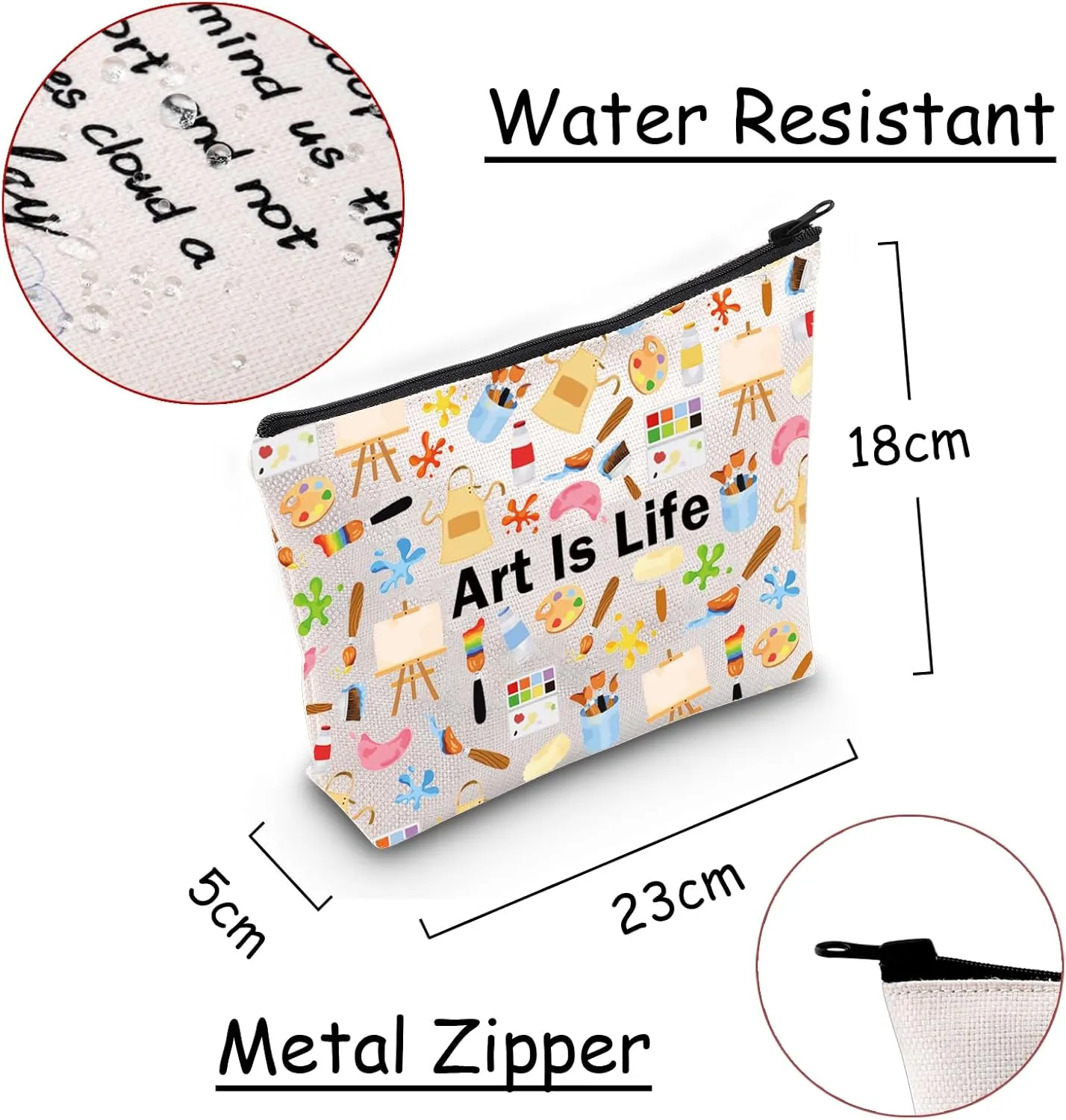 JXGZSO Artist Gift For Women Art Makeup Bag With Zipper Paintbrush Organizer Bag Gift For Art Lover Teacher (Art Bag)