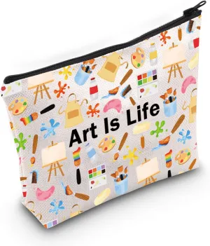 JXGZSO Artist Gift For Women Art Makeup Bag With Zipper Paintbrush Organizer Bag Gift For Art Lover Teacher (Art Bag)