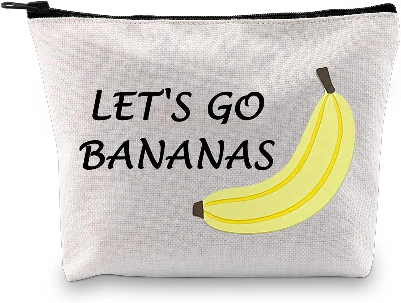 JXGZSO Banana Lover Gift Funny Banana Gift Tropical Fruit Lover Gift Let's Go Bananas Cosmetic Storage Bag With Zipper Fruit Themed Party Favor Bag