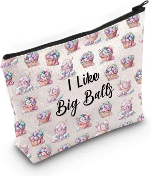 JXGZSO Crochet Supplies Knitting Project Bag - I Like Big Balls Make Up Bag - Funny Knitting Gift for Knitter