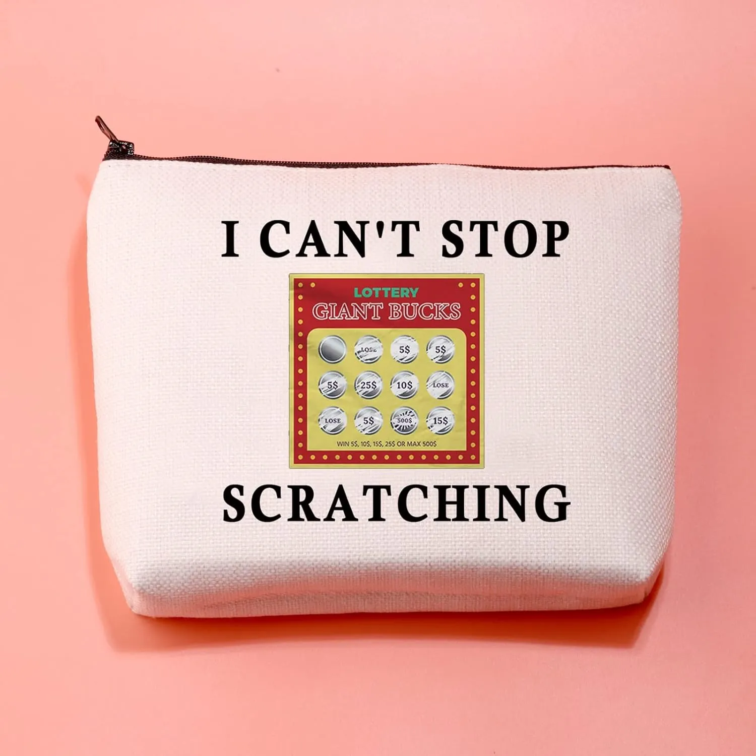 JXGZSO Funny Lucky Scratch Tickets Makeup Bag I Can't Stop Scratching Lotto ticket Cosmetic Bag Scratching Game Gift For Women OCD (Lotto ticket)