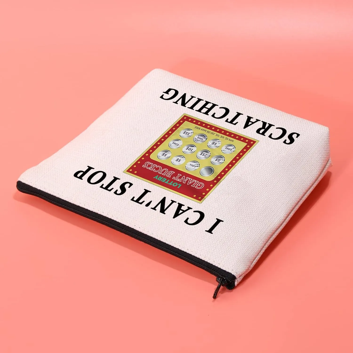 JXGZSO Funny Lucky Scratch Tickets Makeup Bag I Can't Stop Scratching Lotto ticket Cosmetic Bag Scratching Game Gift For Women OCD (Lotto ticket)