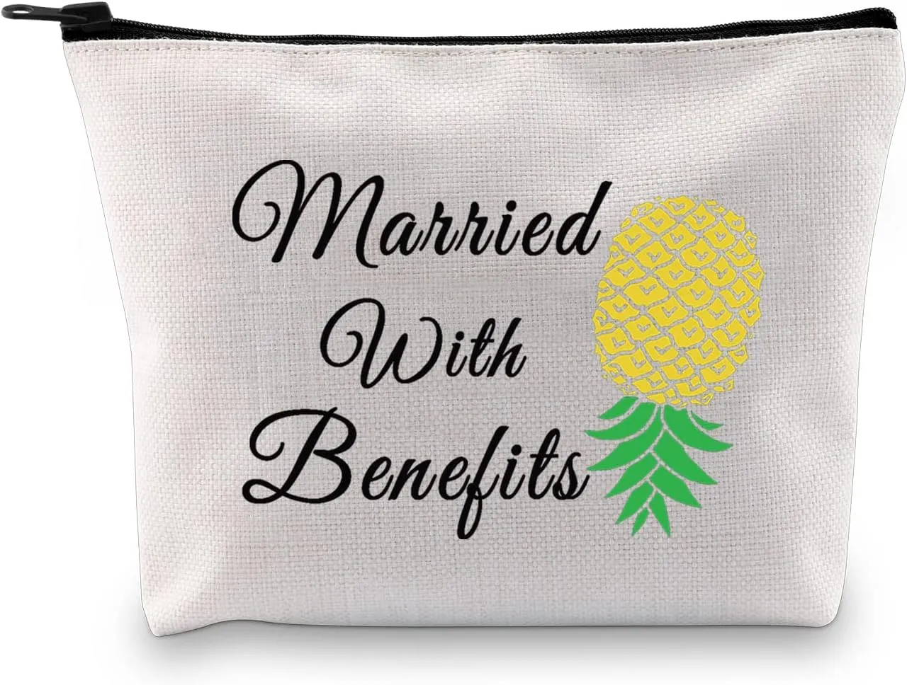 JXGZSO Funny Swinger Adult Gift Upside Down Pineapple Makeup Bag Married With Benefits Swingers Lifestyle Gifts