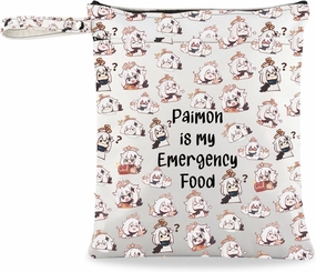 JXGZSO Anime Inspired Novelty Cosmetic Bag Paimon is my Emergency Food Traveller Gift Anime Lover Gift