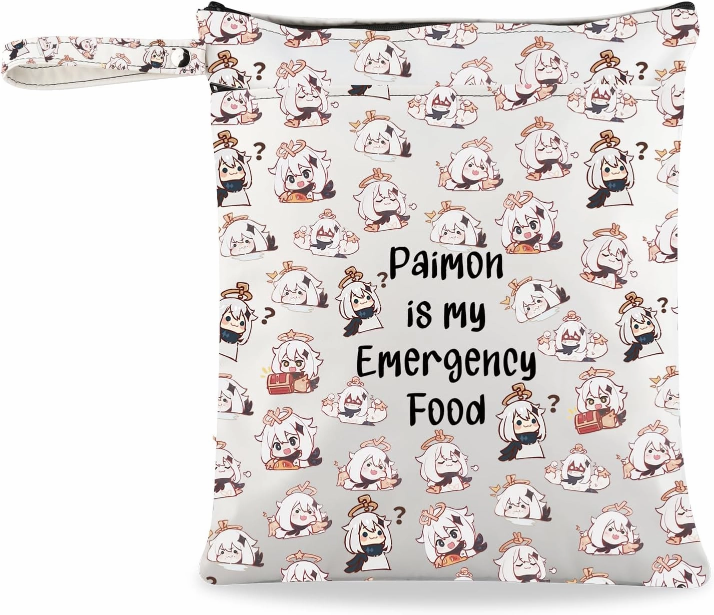 JXGZSO Anime Inspired Novelty Cosmetic Bag Paimon is my Emergency Food Traveller Gift Anime Lover Gift
