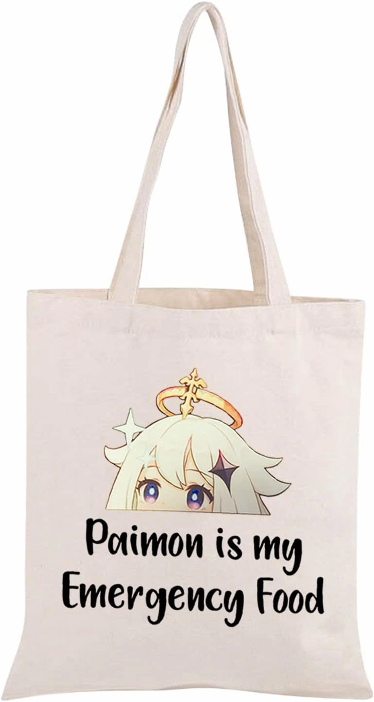 JXGZSO Anime Inspired Novelty Cosmetic Bag Paimon is my Emergency Food Traveller Gift Anime Lover Gift (Paimon shopping)