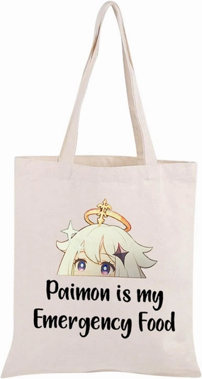 JXGZSO Anime Inspired Novelty Cosmetic Bag Paimon is my Emergency Food Traveller Gift Anime Lover Gift (Paimon shopping)