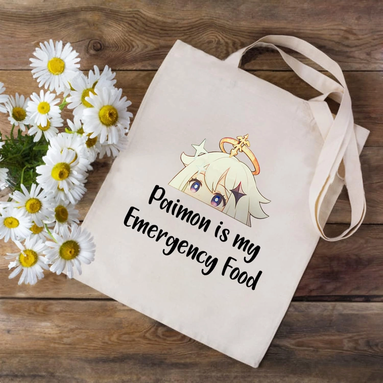 JXGZSO Anime Inspired Novelty Cosmetic Bag Paimon is my Emergency Food Traveller Gift Anime Lover Gift (Paimon shopping)