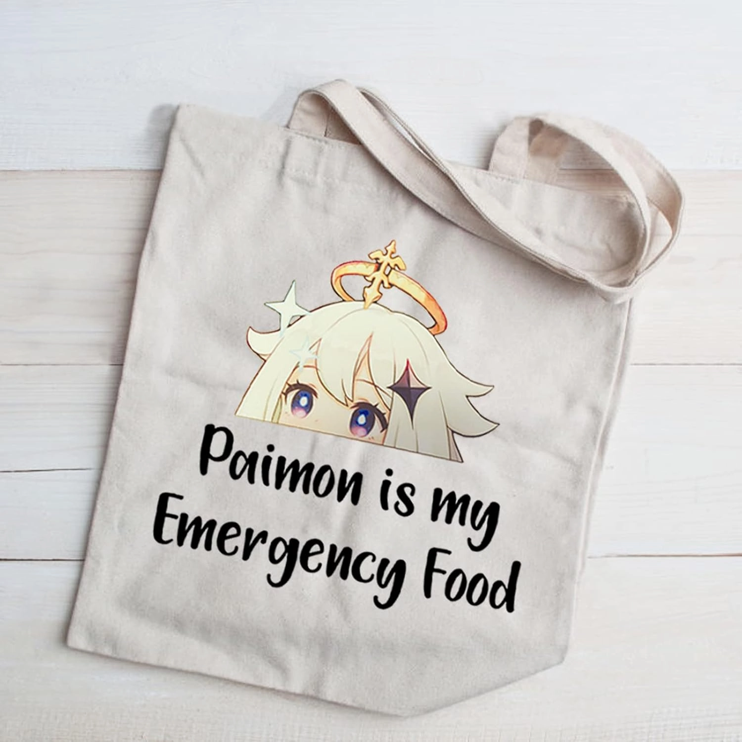 JXGZSO Anime Inspired Novelty Cosmetic Bag Paimon is my Emergency Food Traveller Gift Anime Lover Gift (Paimon shopping)