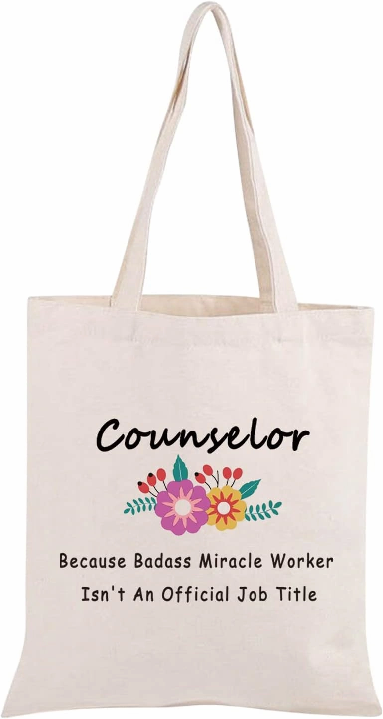 JXGZSO Counselor Graduation Gift Because Badass Miracle Worker Isn't An Official Job Tittle Shopping Bag Graduation Gift For Teacher Counselor