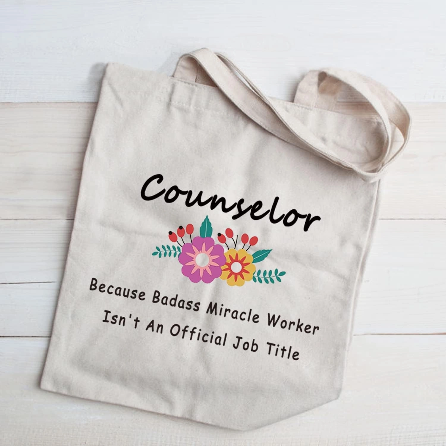 JXGZSO Counselor Graduation Gift Because Badass Miracle Worker Isn't An Official Job Tittle Shopping Bag Graduation Gift For Teacher Counselor