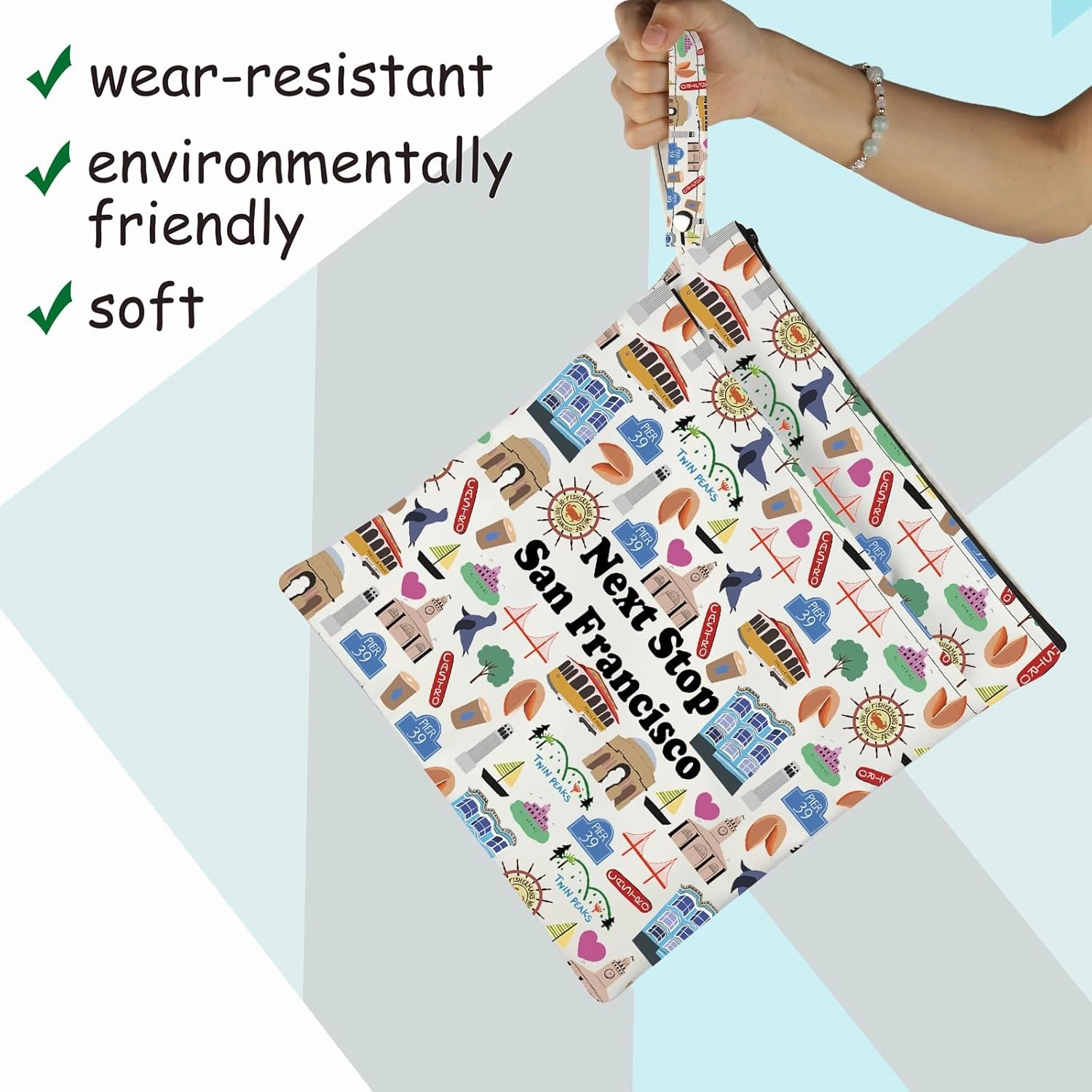 JXGZSO San Francisco Travel Gift Next Stop San Francisco Makeup Bag San Francisco Trip Cosmetic Bag San Francisco Souvenir Gift