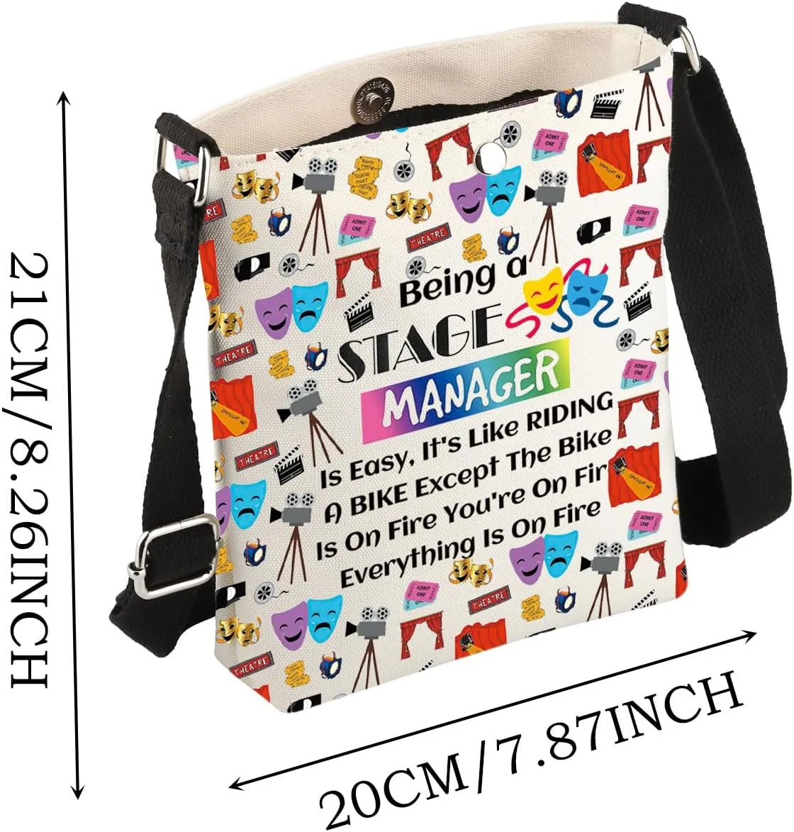 JYTAPP Stage Manager Cosmetic Makeup Bag Drama Major Gift Being a Stage Manager Musical Comedy Tragedy Mask Gift (Crossbody Bag)