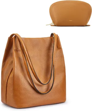Kattee Leather Tote & Travel Makeup Organizer Pouch
