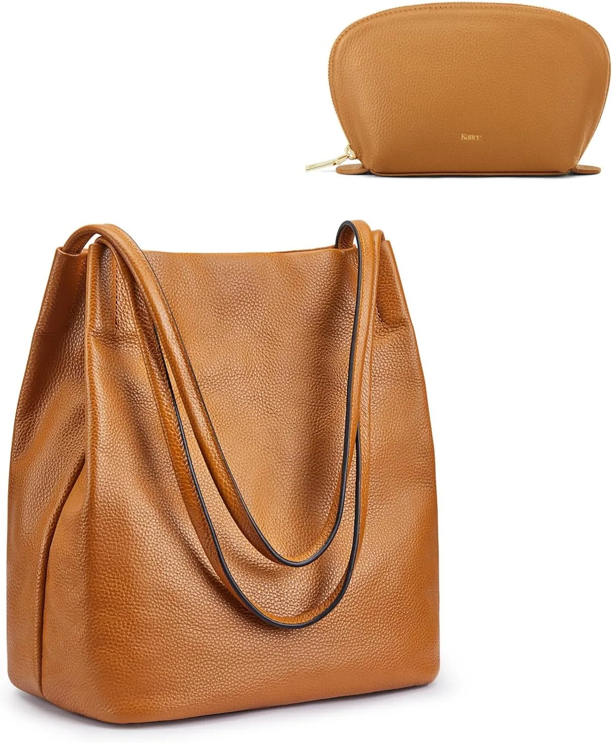 Kattee Leather Tote & Travel Makeup Organizer Pouch