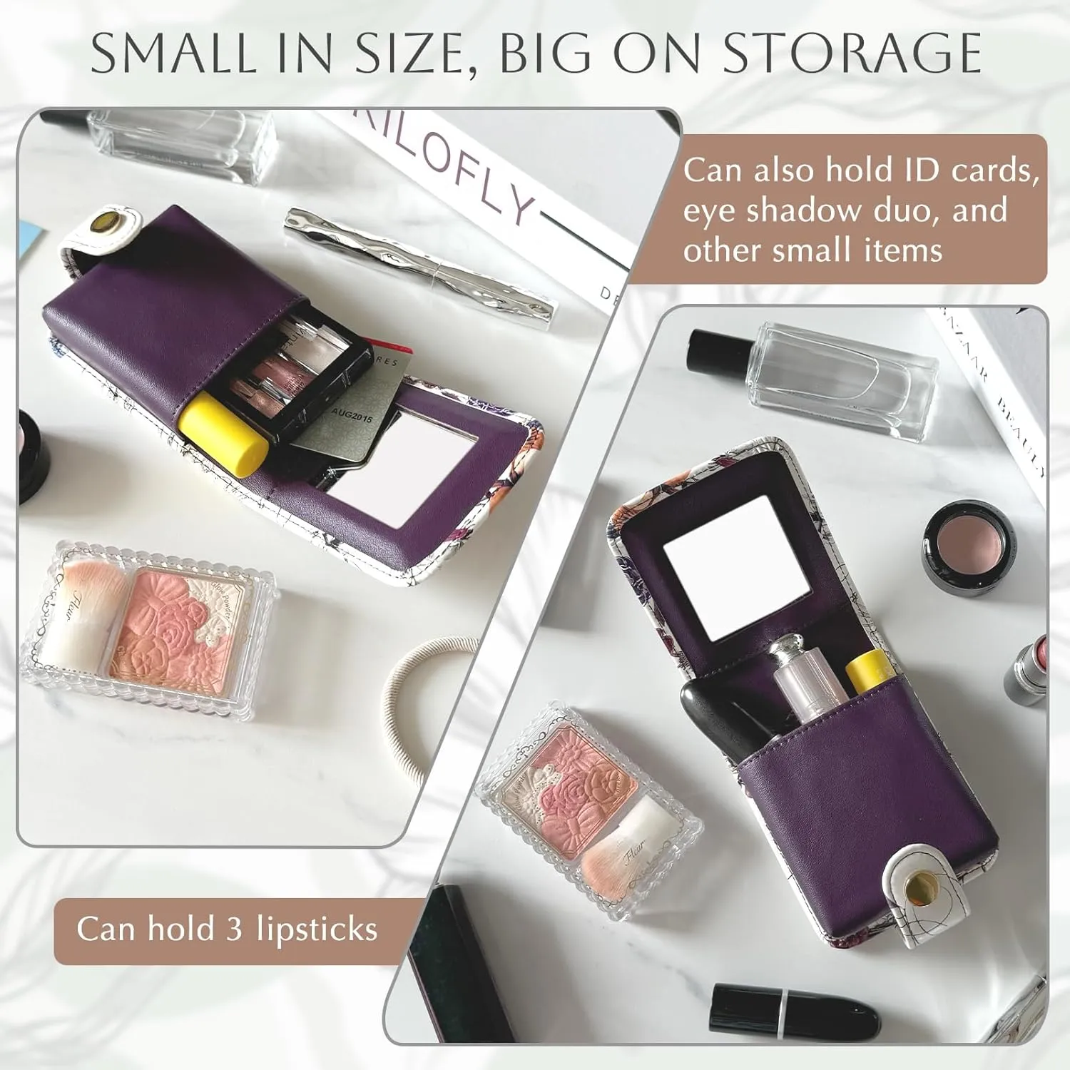 kilofly Genuine Leather Double Lipstick Case Cosmetic Makeup Holder   Gift Box