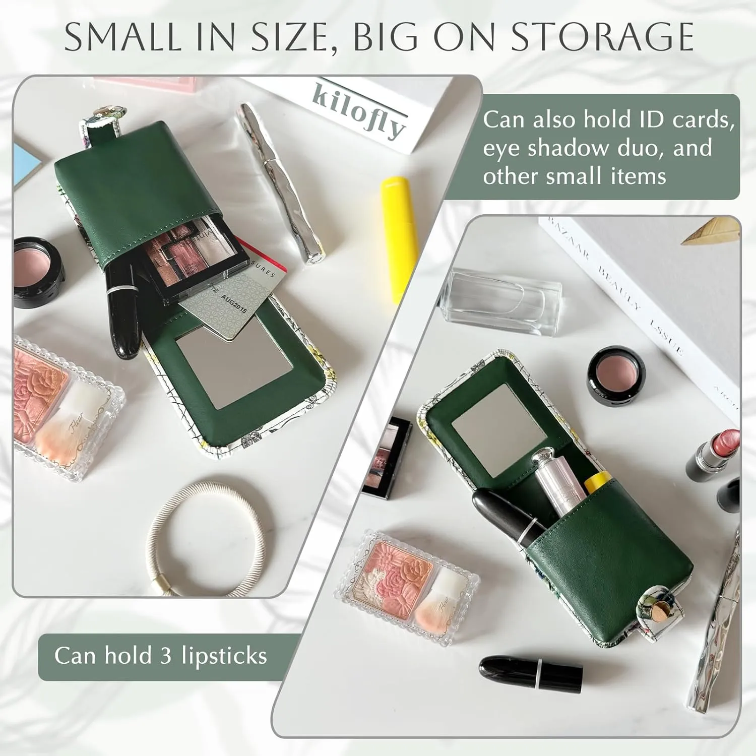 kilofly Genuine Leather Double Lipstick Case Cosmetic Makeup Holder   Gift Box