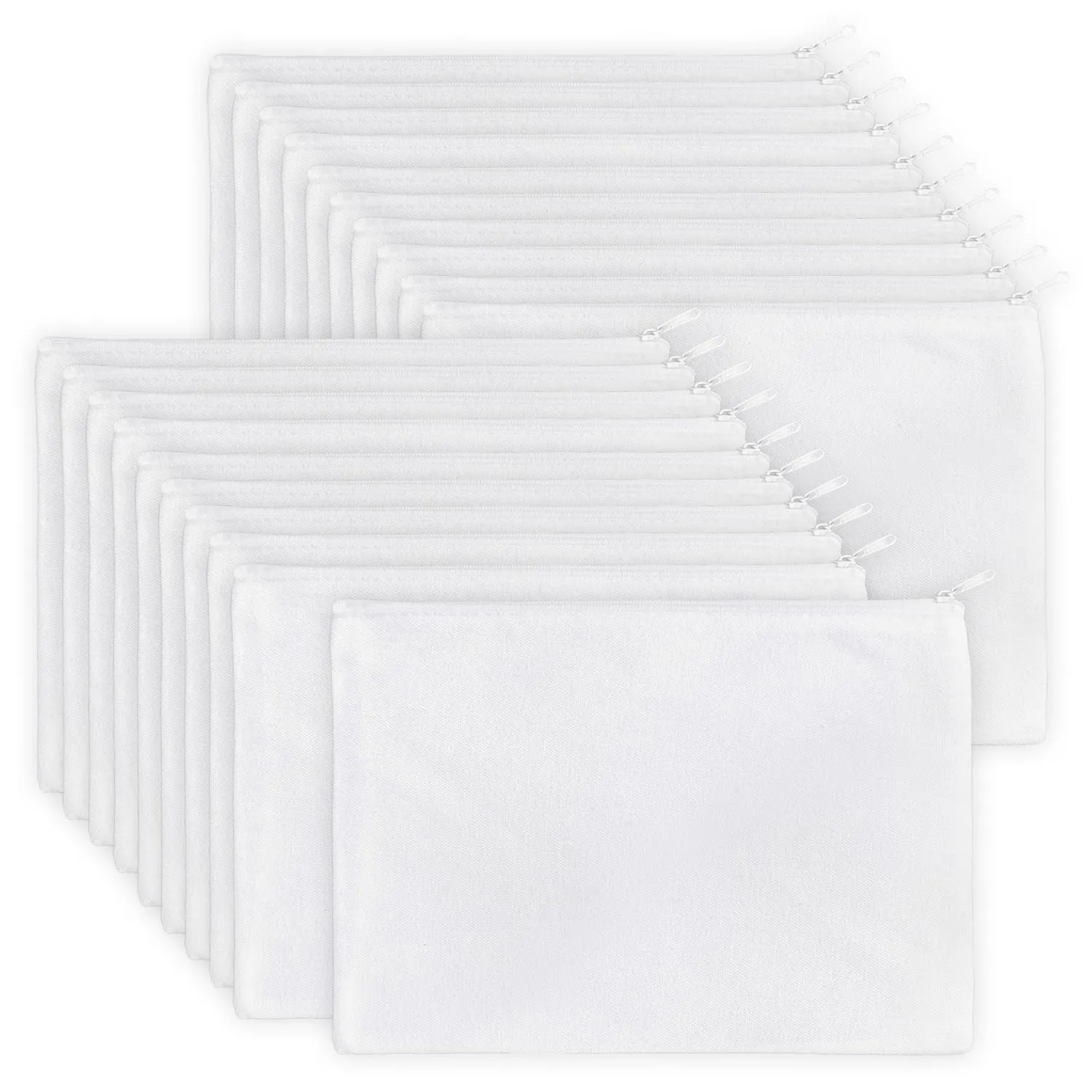 Koolmox 20 Pieces 8x5'' Sublimation Blank Canvas Makeup Bags Bulk Blank DIY Heat Transfer Cosmetic Makeup Bags Canvas Clear Customization Blank Pouch with Zipper