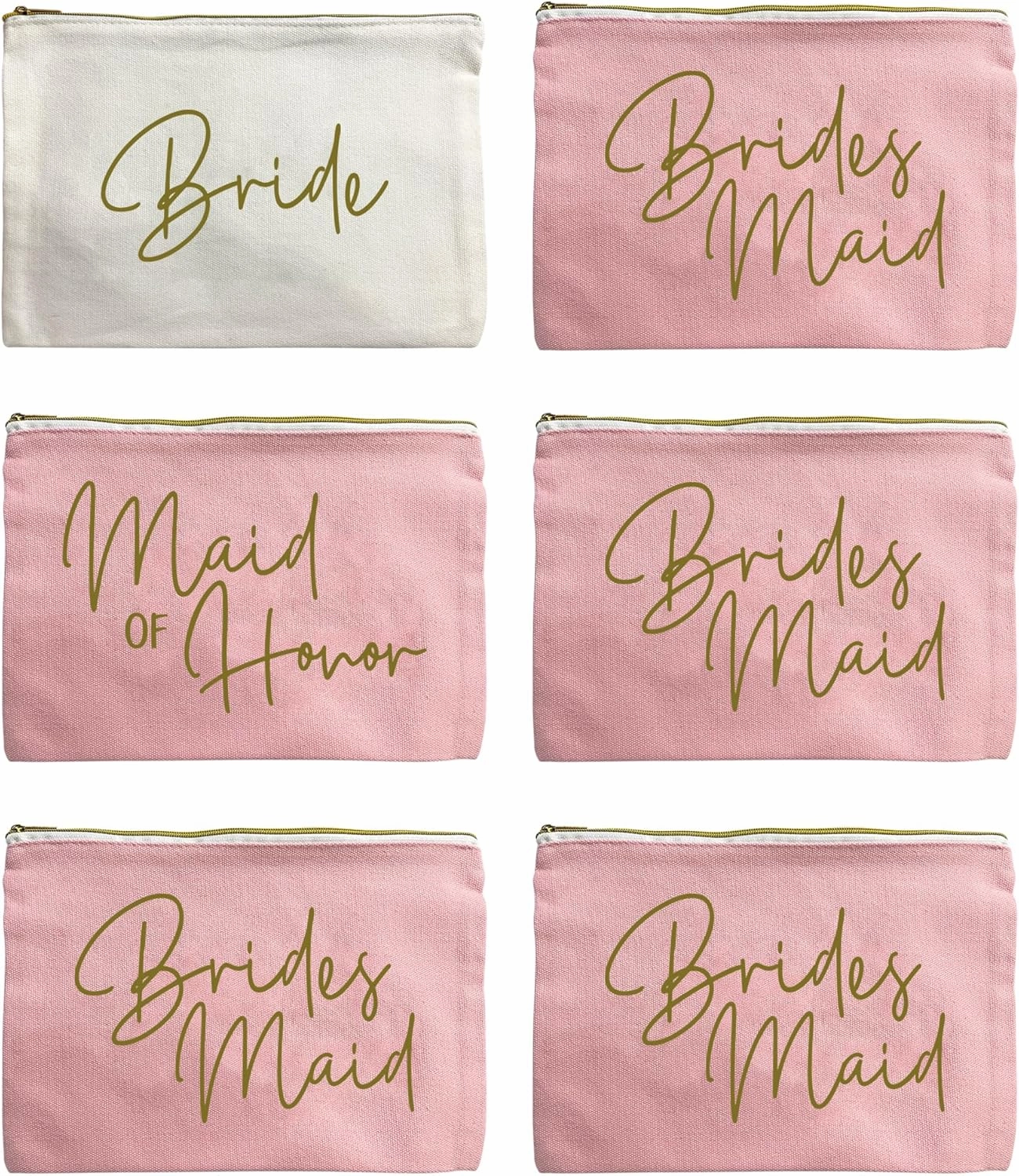 LADY&HOME Bridesmaid Makeup Bag Bride Vibe Team Bride Makeup Bag Wedding Party Cosmetic Bag Bridesmaid Proposal Gifts for Bridal Shower,Wedding,Bachelorette