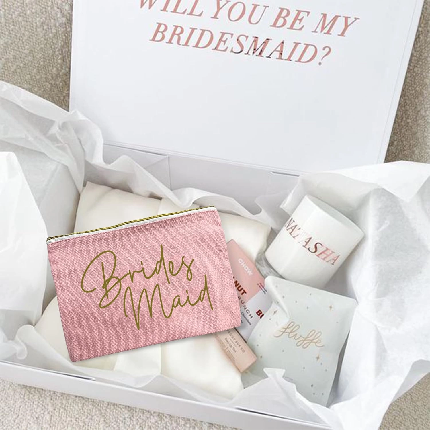 LADY&HOME Bridesmaid Makeup Bag Bride Vibe Team Bride Makeup Bag Wedding Party Cosmetic Bag Bridesmaid Proposal Gifts for Bridal Shower,Wedding,Bachelorette