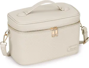 Large Stylish Makeup Bag Cosmetic Make Up Travel Bag for Women, Delicate Model (Beige)