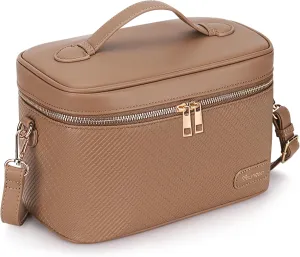 Large Stylish Makeup Bag Cosmetic Make Up Travel Bag for Women, Delicate Model (Brown)